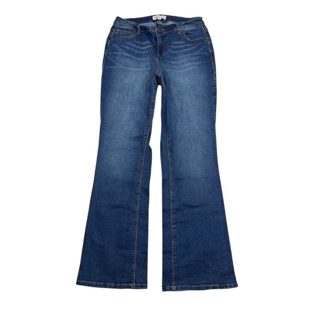 Meri Skye Bootcut High Rise Stretch Denim Jeans Dark Wash Plus Size Womens 14W